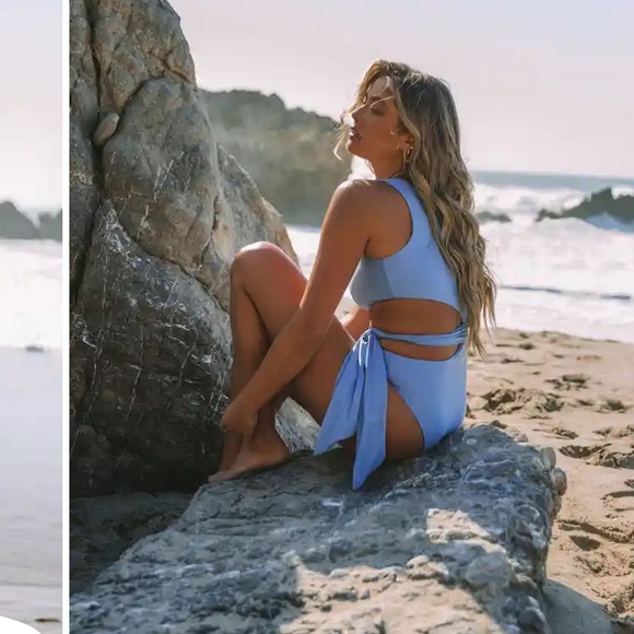 Blue One Shoulder One-Piece Swimsuit - Picture 7 of 12